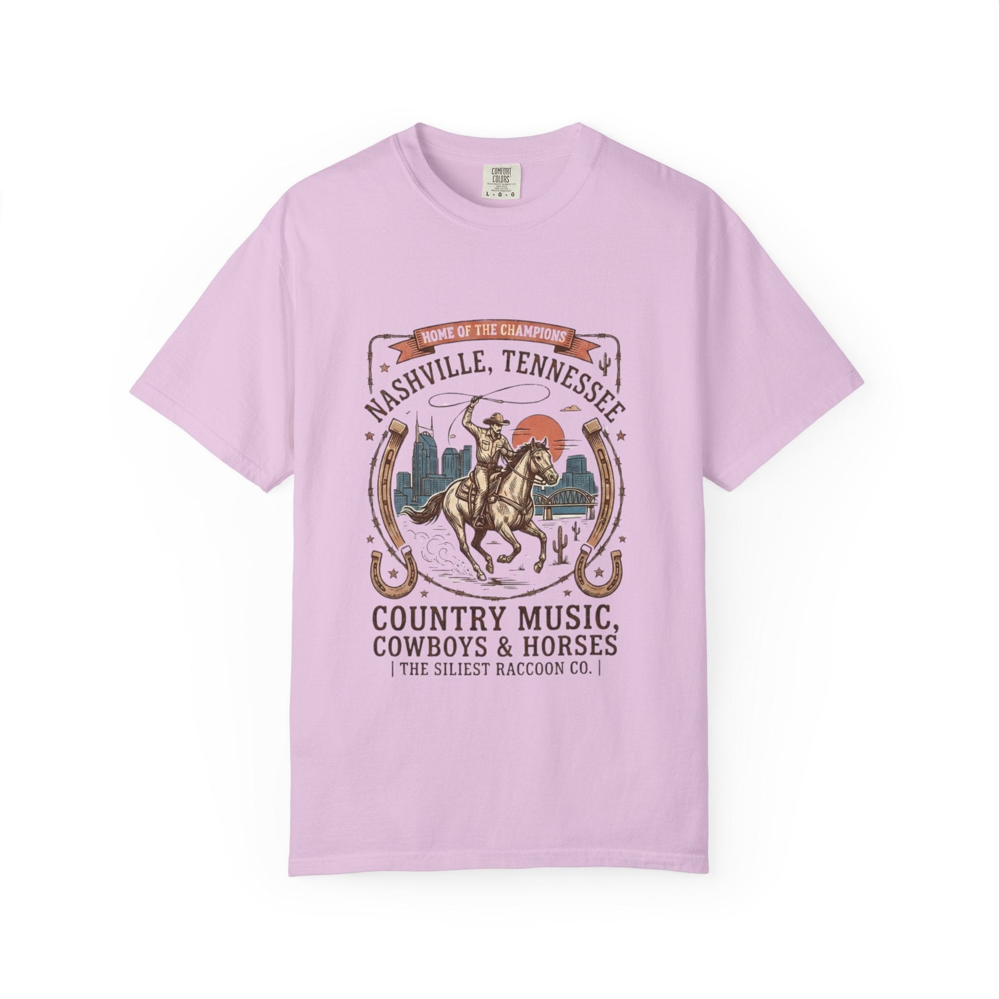 Nashville Tennessee Country Music Cowboy Heavyweight Garment - Dyed T-Shirt – Vintage Rodeo Graphic Tee - JennyCool