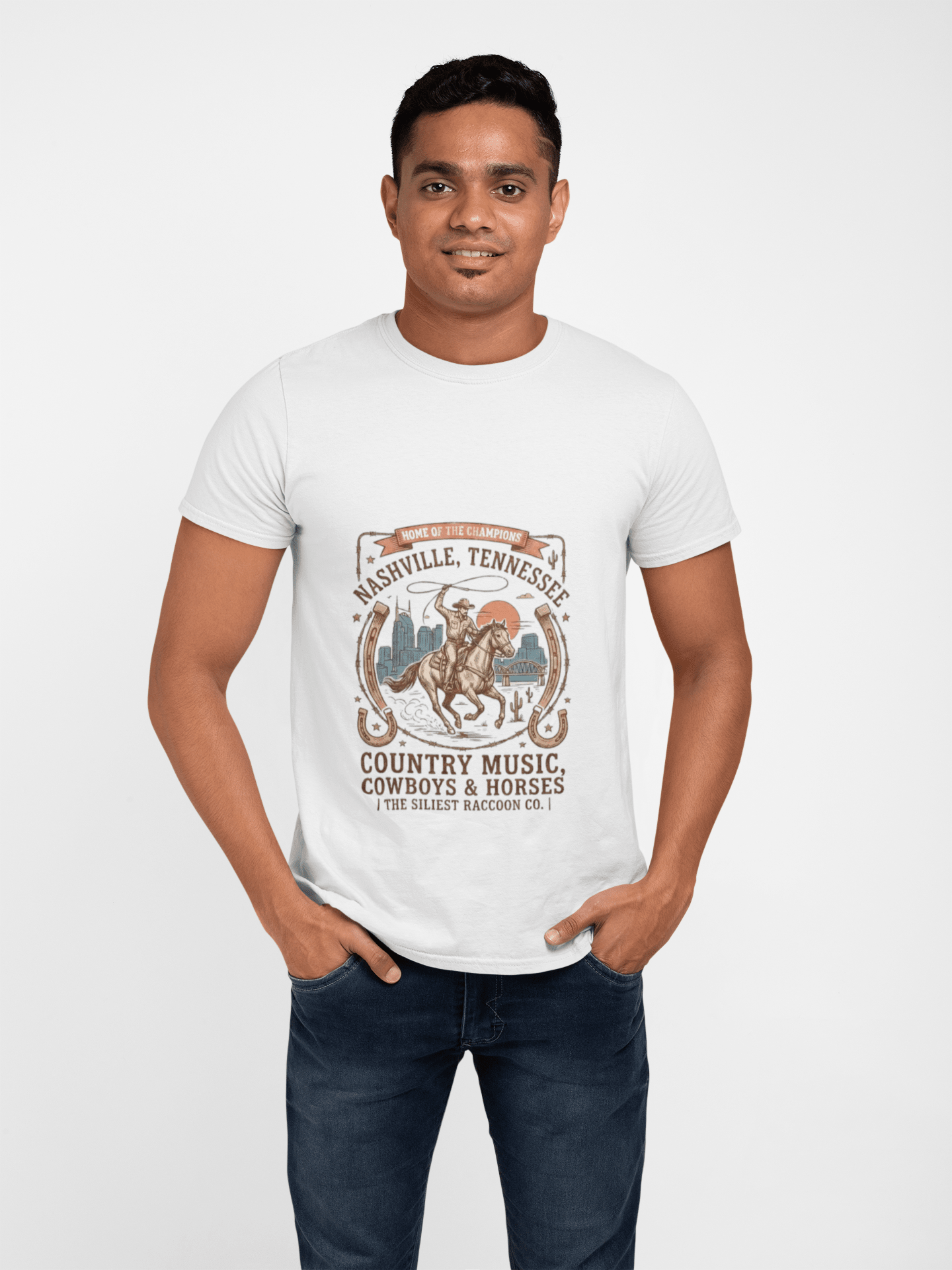 Nashville Tennessee Country Music Cowboy Heavyweight Garment - Dyed T-Shirt – Vintage Rodeo Graphic Tee - JennyCool