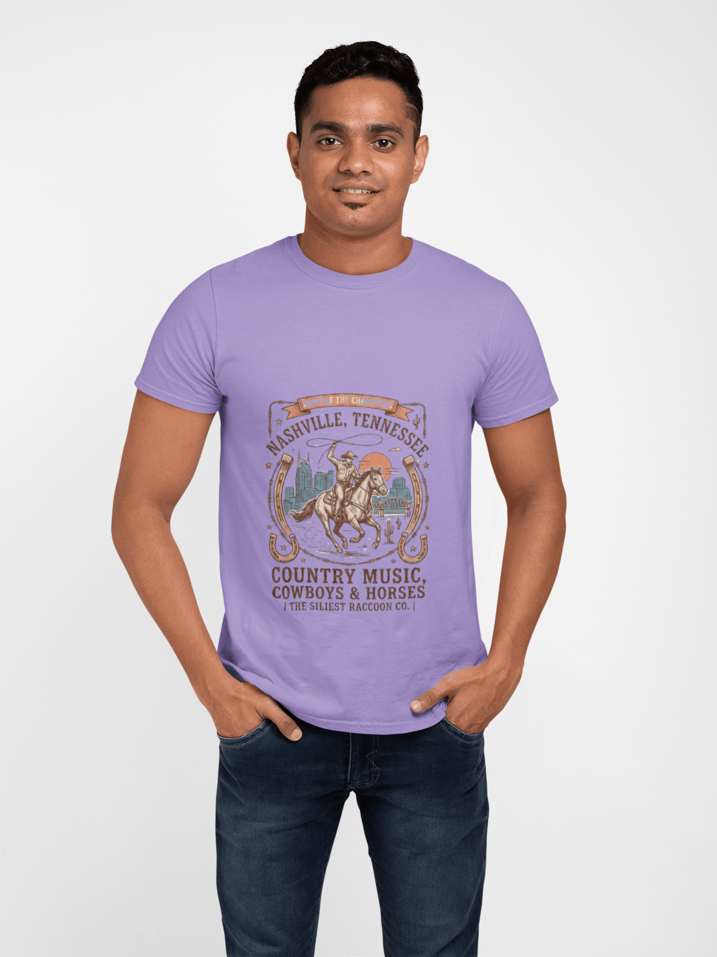 Nashville Tennessee Country Music Cowboy Heavyweight Garment - Dyed T-Shirt – Vintage Rodeo Graphic Tee - JennyCool