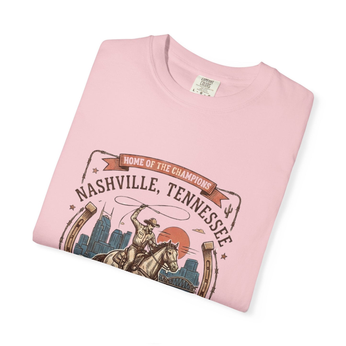 Nashville Tennessee Country Music Cowboy Heavyweight Garment - Dyed T-Shirt – Vintage Rodeo Graphic Tee - JennyCool