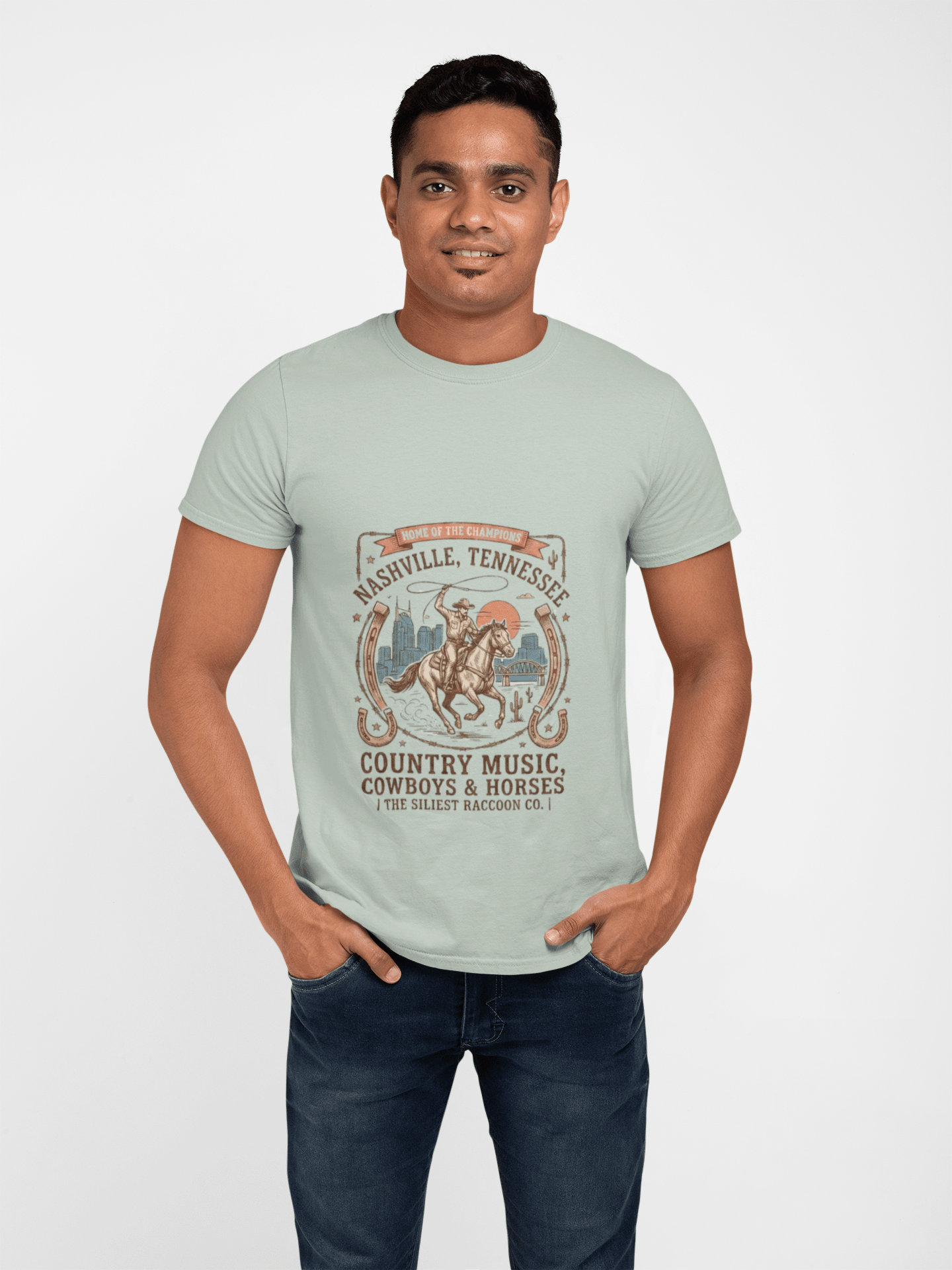 Nashville Tennessee Country Music Cowboy Heavyweight Garment - Dyed T-Shirt – Vintage Rodeo Graphic Tee - JennyCool