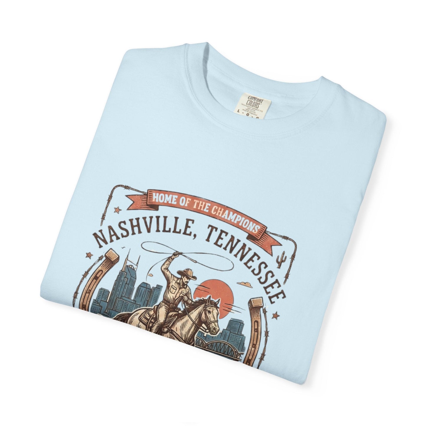 Nashville Tennessee Country Music Cowboy Heavyweight Garment - Dyed T-Shirt – Vintage Rodeo Graphic Tee - JennyCool