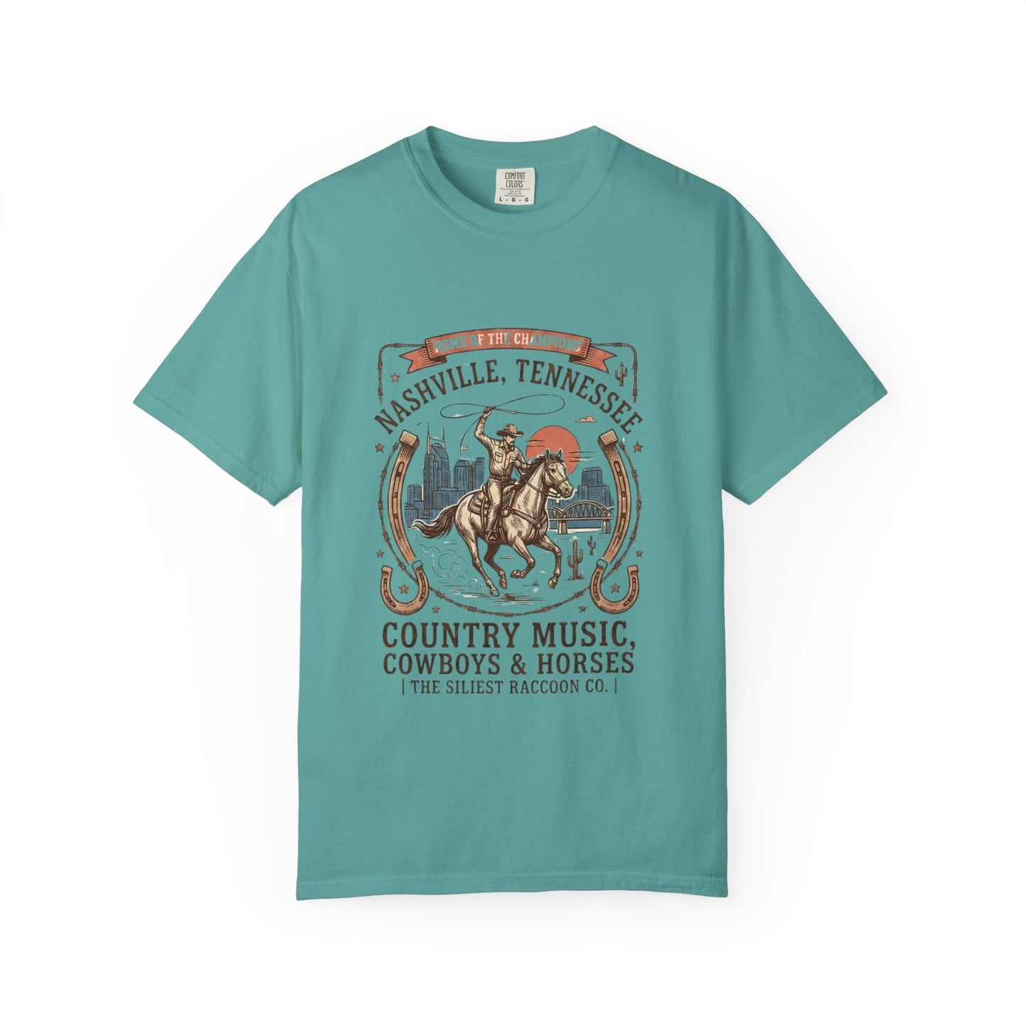Nashville Tennessee Country Music Cowboy Heavyweight Garment - Dyed T-Shirt – Vintage Rodeo Graphic Tee - JennyCool