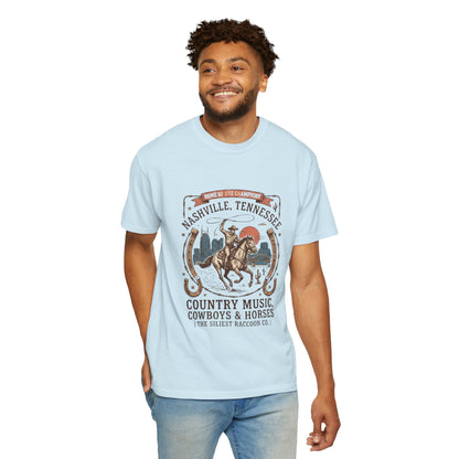 Nashville Tennessee Country Music Cowboy Heavyweight Garment - Dyed T-Shirt – Vintage Rodeo Graphic Tee - JennyCool