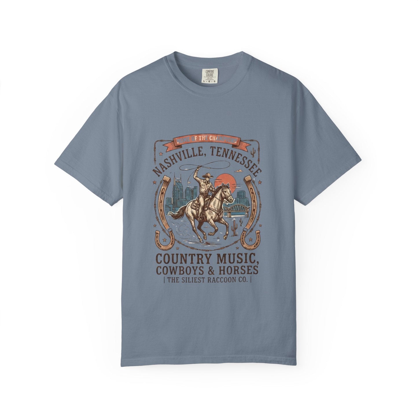 Nashville Tennessee Country Music Cowboy Heavyweight Garment - Dyed T-Shirt – Vintage Rodeo Graphic Tee - JennyCool