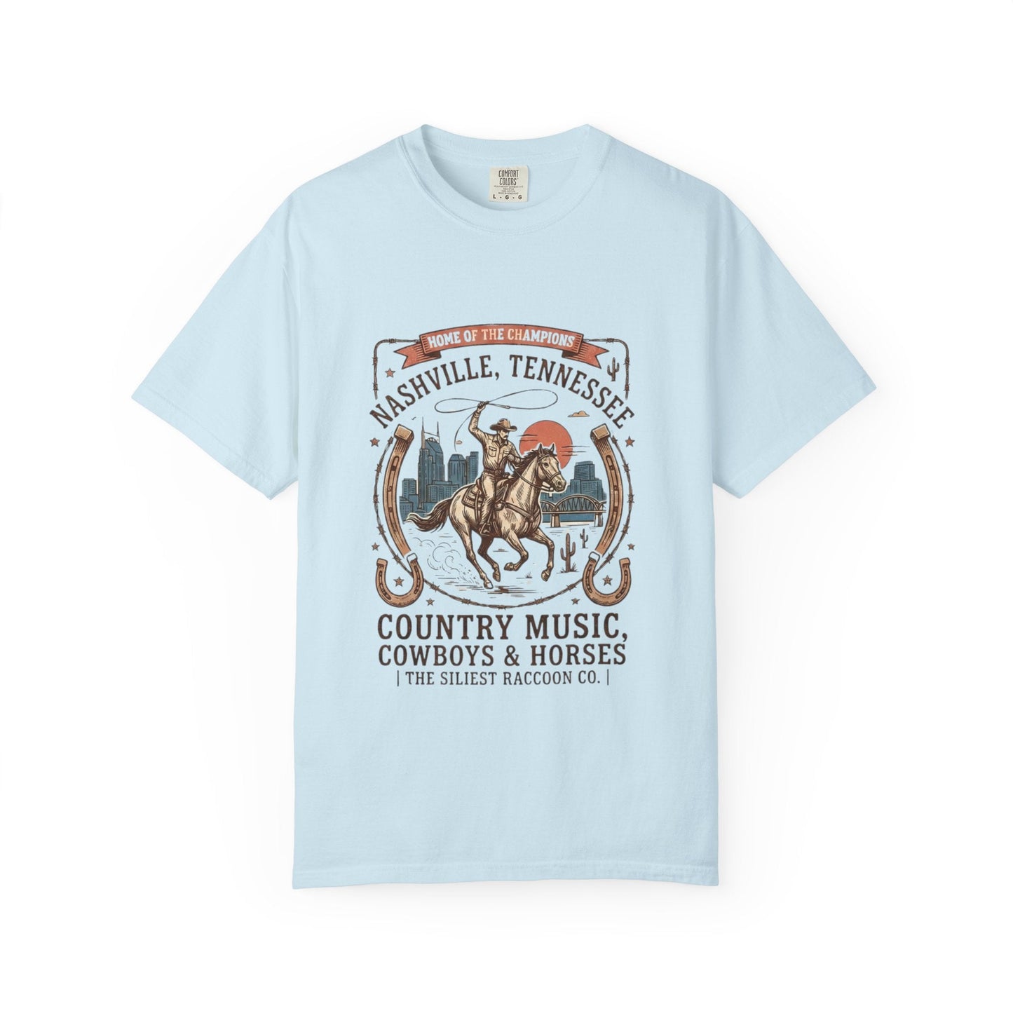 Nashville Tennessee Country Music Cowboy Heavyweight Garment - Dyed T-Shirt – Vintage Rodeo Graphic Tee - JennyCool