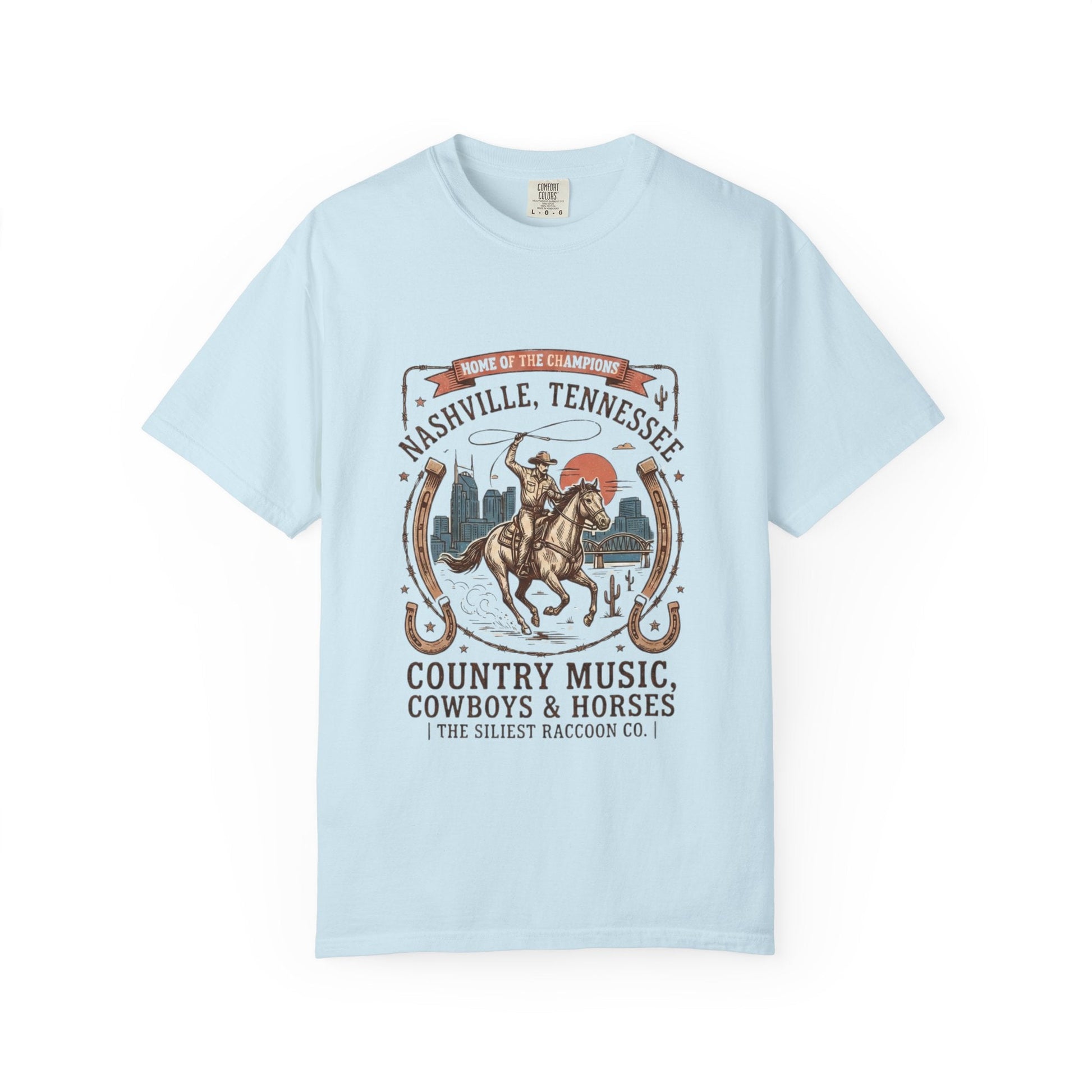 Nashville Tennessee Country Music Cowboy Heavyweight Garment - Dyed T-Shirt – Vintage Rodeo Graphic Tee - JennyCool