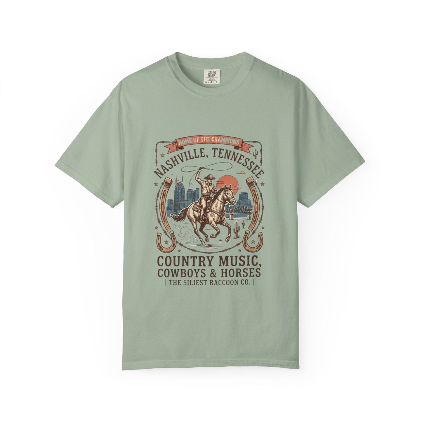Nashville Tennessee Country Music Cowboy Heavyweight Garment - Dyed T-Shirt – Vintage Rodeo Graphic Tee - JennyCool
