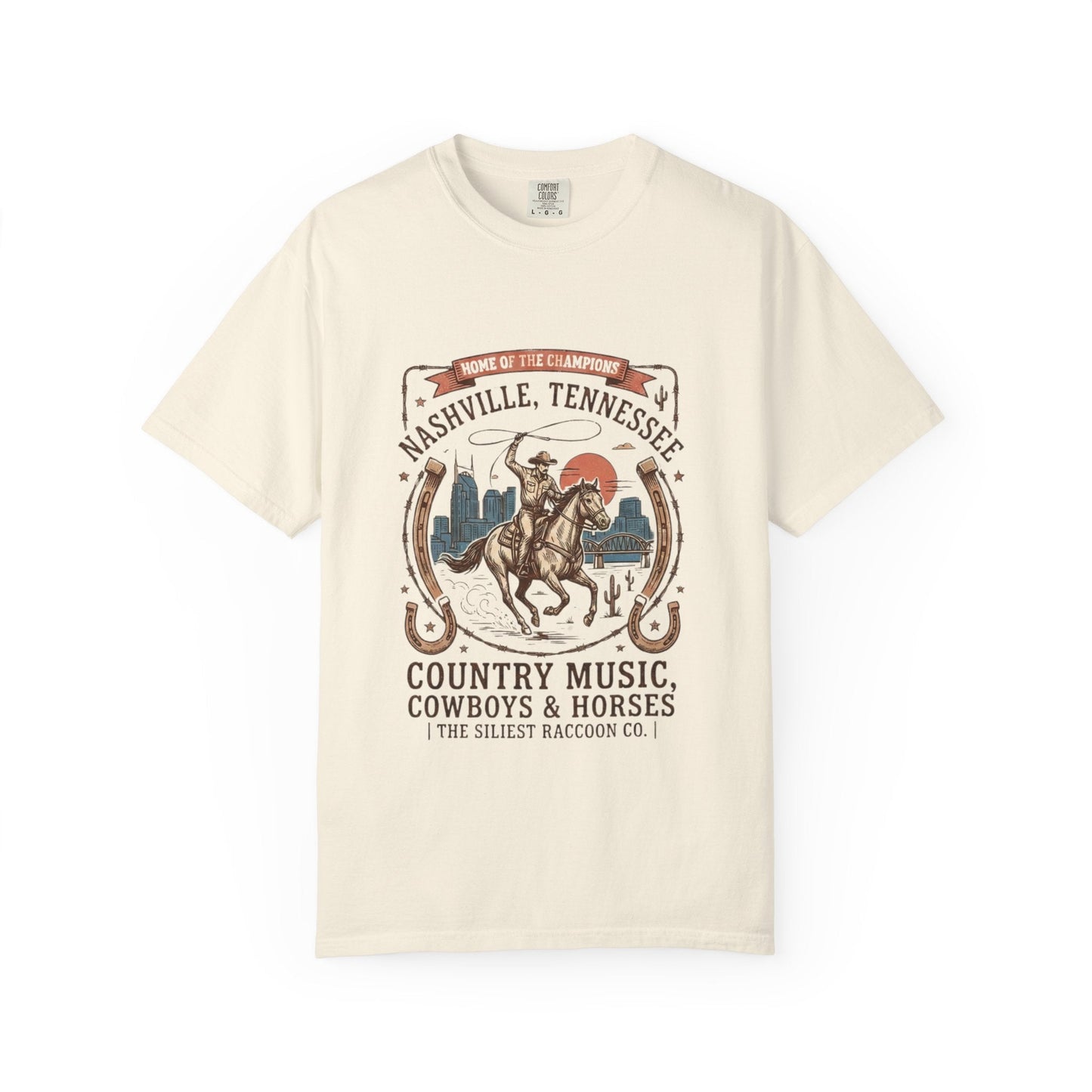 Nashville Tennessee Country Music Cowboy Heavyweight Garment - Dyed T-Shirt – Vintage Rodeo Graphic Tee - JennyCool