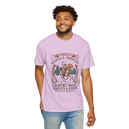 Nashville Tennessee Country Music Cowboy Heavyweight Garment - Dyed T-Shirt – Vintage Rodeo Graphic Tee - JennyCool