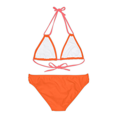 Orange Strappy Bikini Set (AOP) with Butterfly design - JennyCool
