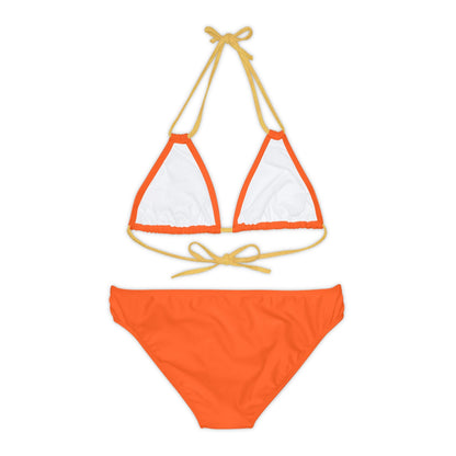 Orange Strappy Bikini Set (AOP) with Butterfly design - JennyCool