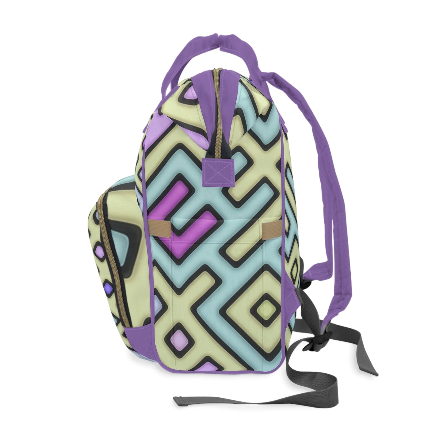 Pastel Geometric Diaper Bag – Modern Waterproof Baby Changing Backpack with Spacious Compartments - JennyCool