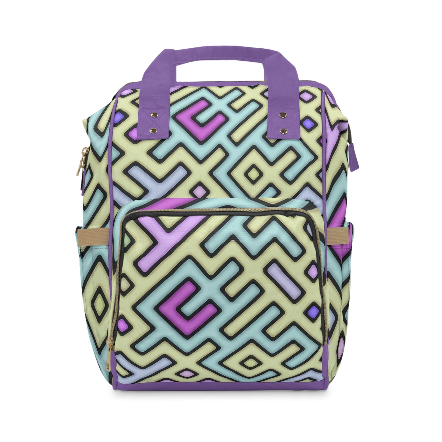 Pastel Geometric Diaper Bag – Modern Waterproof Baby Changing Backpack with Spacious Compartments - JennyCool