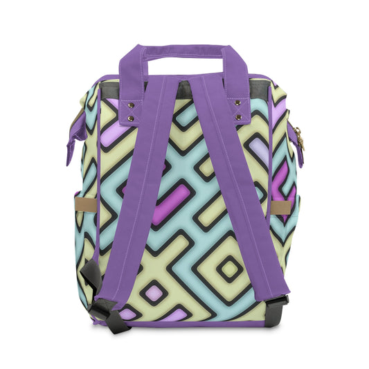 Pastel Geometric Diaper Bag – Modern Waterproof Baby Changing Backpack with Spacious Compartments - JennyCool