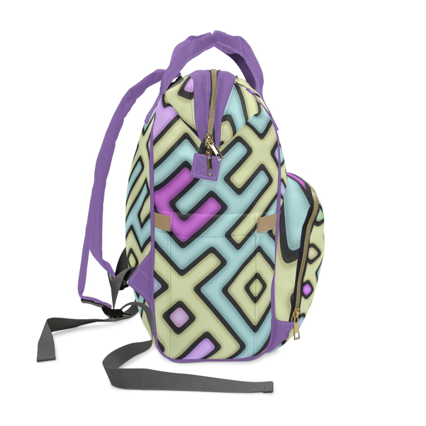 Pastel Geometric Diaper Bag – Modern Waterproof Baby Changing Backpack with Spacious Compartments - JennyCool