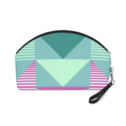 Pastel Geometric Makeup Bag – Modern Abstract Cosmetic Pouch, Faux Leather Travel Makeup Organizer - JennyCool