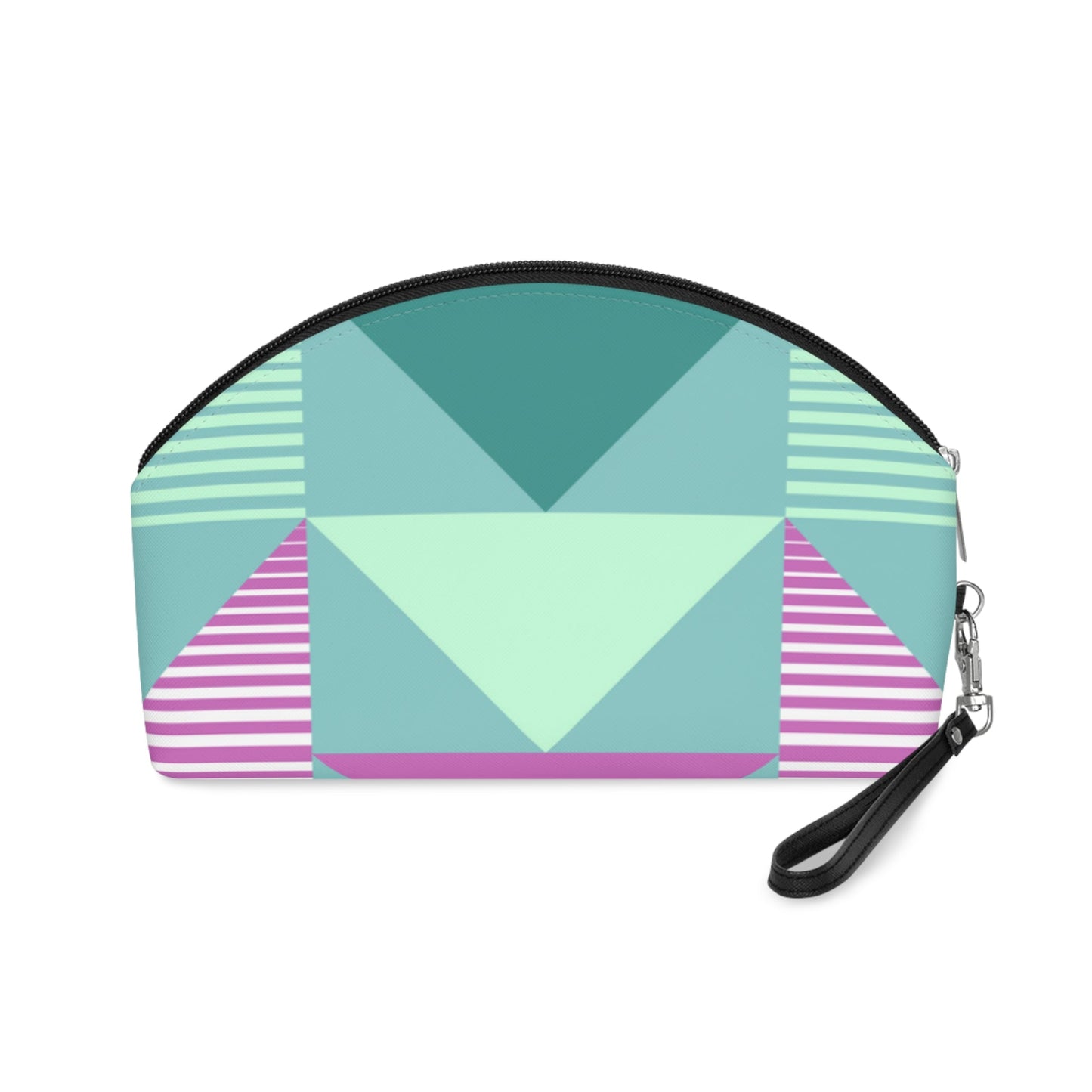 Pastel Geometric Makeup Bag – Modern Abstract Cosmetic Pouch, Faux Leather Travel Makeup Organizer - JennyCool