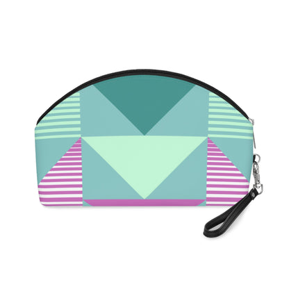 Pastel Geometric Makeup Bag – Modern Abstract Cosmetic Pouch, Faux Leather Travel Makeup Organizer - JennyCool