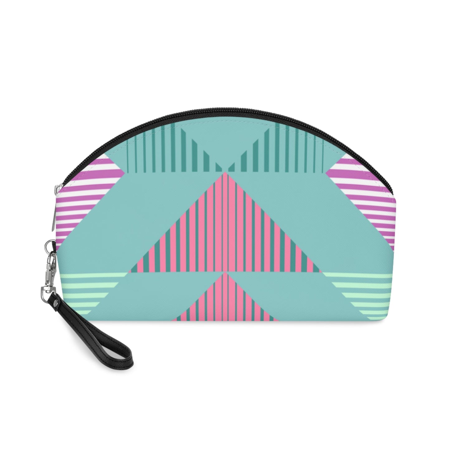 Pastel Geometric Makeup Bag – Modern Abstract Cosmetic Pouch, Faux Leather Travel Makeup Organizer - JennyCool
