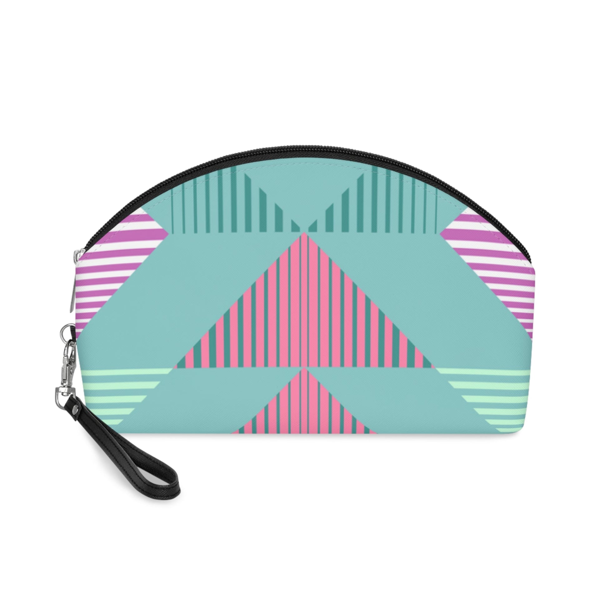 Pastel Geometric Makeup Bag – Modern Abstract Cosmetic Pouch, Faux Leather Travel Makeup Organizer - JennyCool