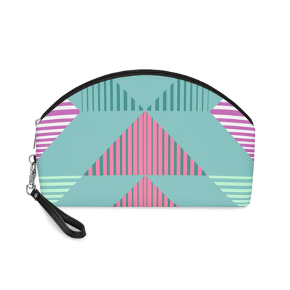 Pastel Geometric Makeup Bag – Modern Abstract Cosmetic Pouch, Faux Leather Travel Makeup Organizer - JennyCool