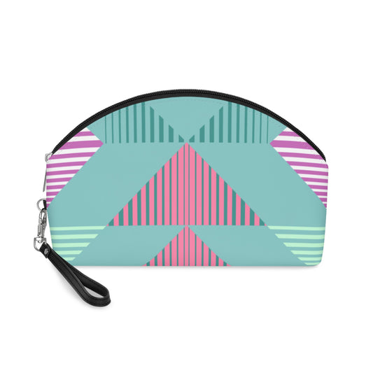 Pastel Geometric Makeup Bag – Modern Abstract Cosmetic Pouch, Faux Leather Travel Makeup Organizer - JennyCool