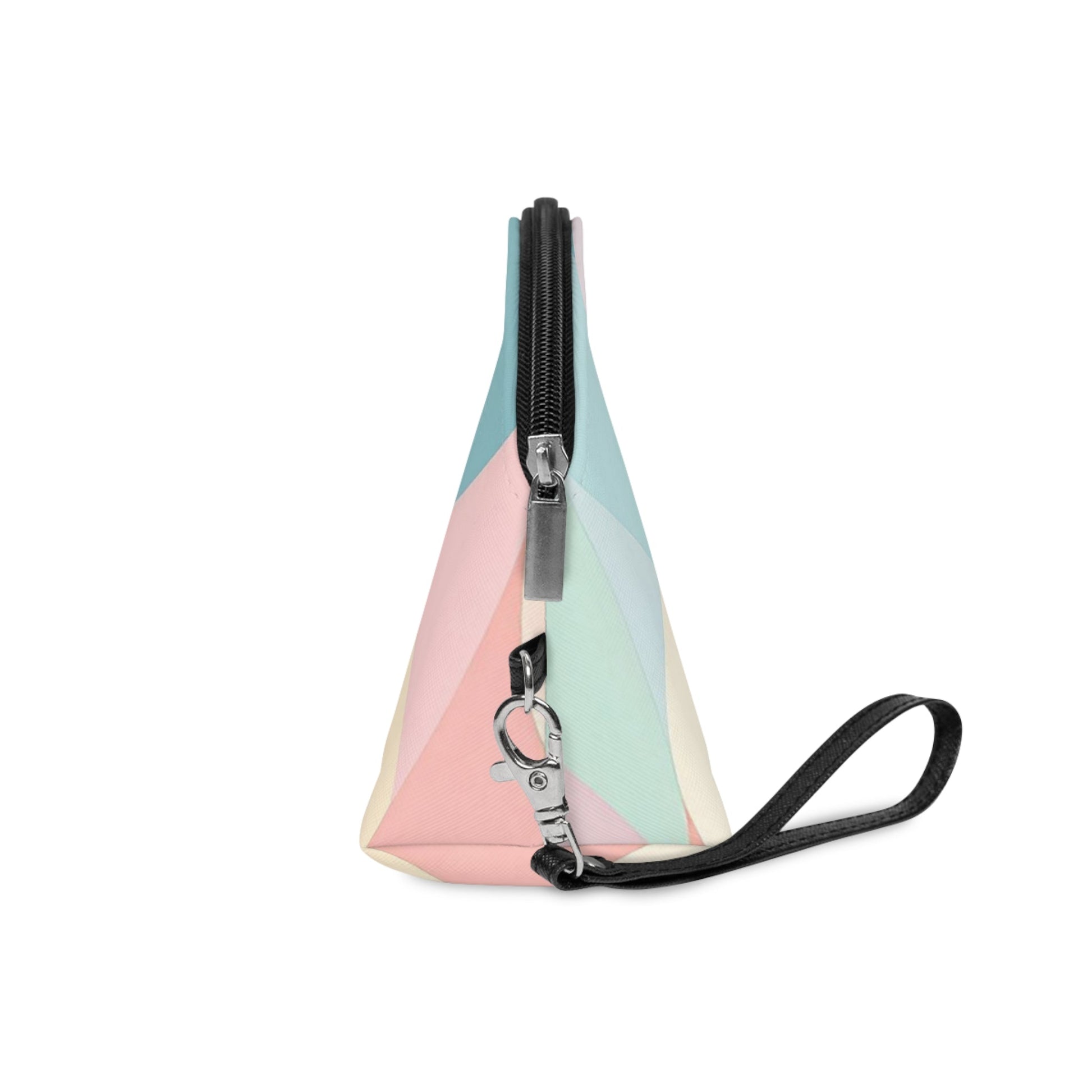 Pastel Geometric Makeup Bag – Soft Abstract Cosmetic Pouch with Wrist Strap | Modern Travel Beauty Organizer | Mother’s Day Gift - JennyCool