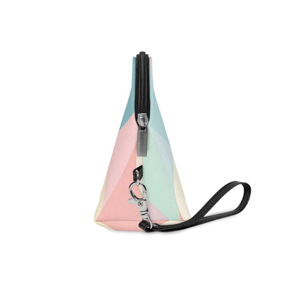 Pastel Geometric Makeup Bag – Soft Abstract Cosmetic Pouch with Wrist Strap | Modern Travel Beauty Organizer | Mother’s Day Gift - JennyCool