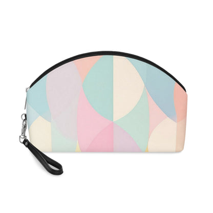Pastel Geometric Makeup Bag – Soft Abstract Cosmetic Pouch with Wrist Strap | Modern Travel Beauty Organizer | Mother’s Day Gift - JennyCool