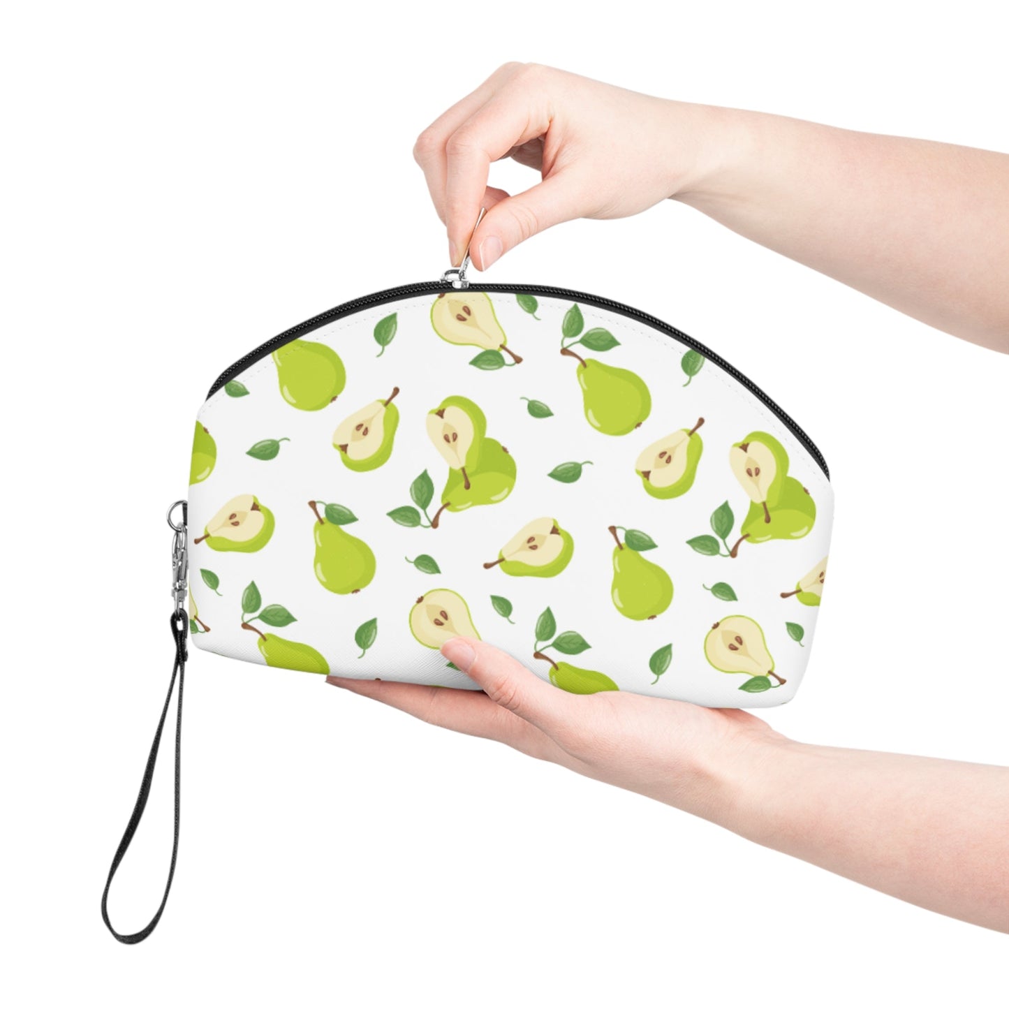 Pear Pattern Makeup Bag – Cute Green Pear Cosmetic Pouch with Wrist Strap | Fruit Travel Beauty Organizer | Mother’s Day Gift - JennyCool