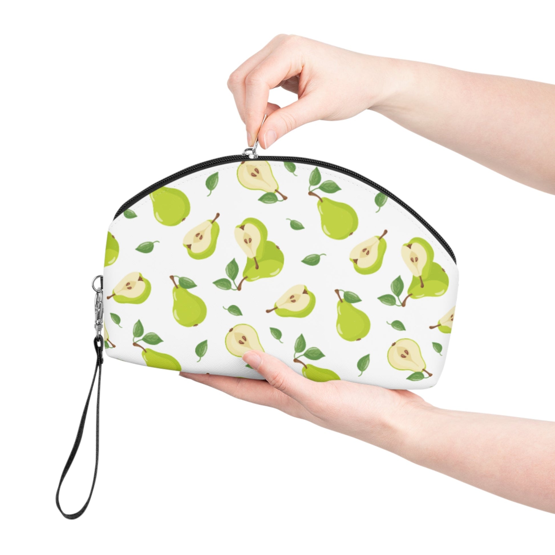 Pear Pattern Makeup Bag – Cute Green Pear Cosmetic Pouch with Wrist Strap | Fruit Travel Beauty Organizer | Mother’s Day Gift - JennyCool