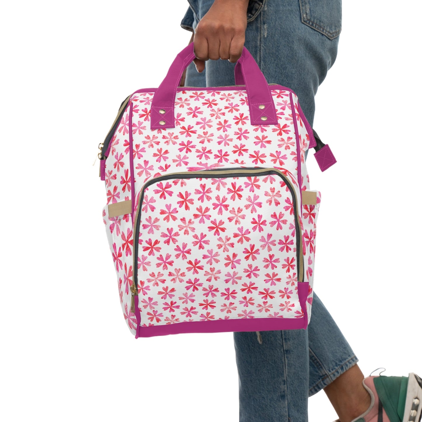 Pink Floral Diaper Backpack – Cute Flower Baby Diaper Bag for Moms - JennyCool