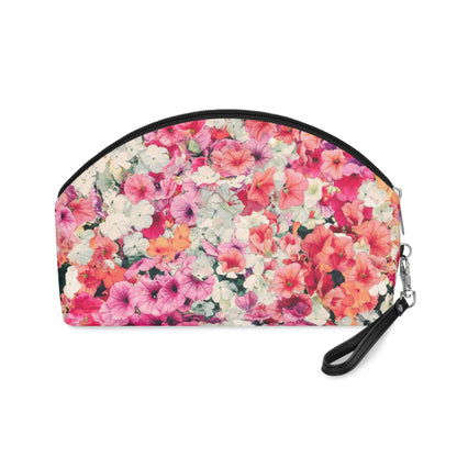 Pink Floral Makeup Bag – Colorful Flower Cosmetic Pouch, Faux Leather Travel Makeup Organizer - JennyCool