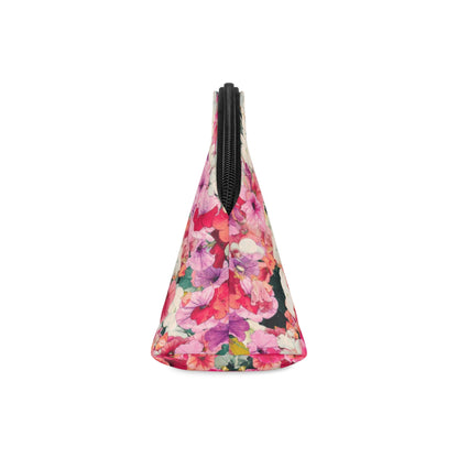 Pink Floral Makeup Bag – Colorful Flower Cosmetic Pouch, Faux Leather Travel Makeup Organizer - JennyCool