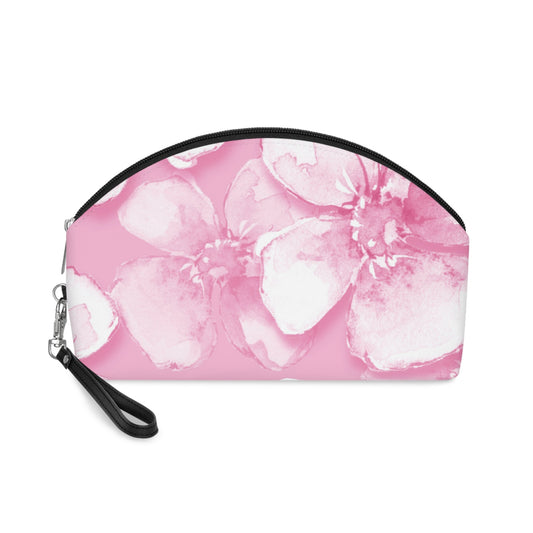 Pink Watercolor Floral Makeup Bag – Soft Pink Flower Cosmetic Pouch, Faux Leather Travel Makeup Organizer - JennyCool