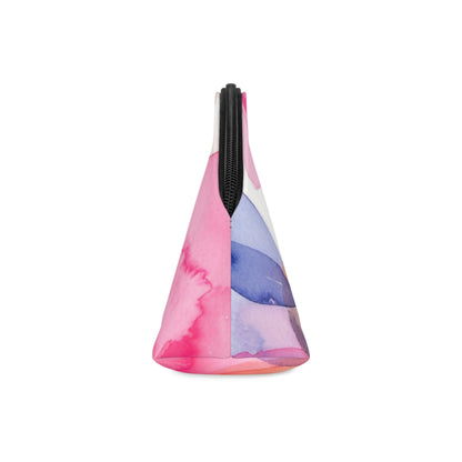 Pink Watercolor Makeup Bag – Abstract Cosmetic Pouch with Wrist Strap, Travel Makeup Organizer - JennyCool