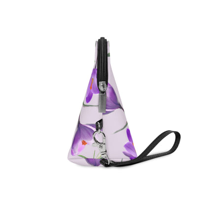 Purple Crocus Floral Makeup Bag – Lavender Flower Cosmetic Pouch, Faux Leather Travel Makeup Organizer - JennyCool