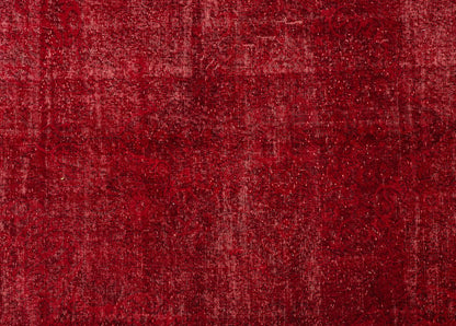 Red Overdyed Vintage Isparta Rug 312x208 cm (10'3" x 6'10") – Hand Knotted Wool & Cotton Turkish Carpet - JennyCool