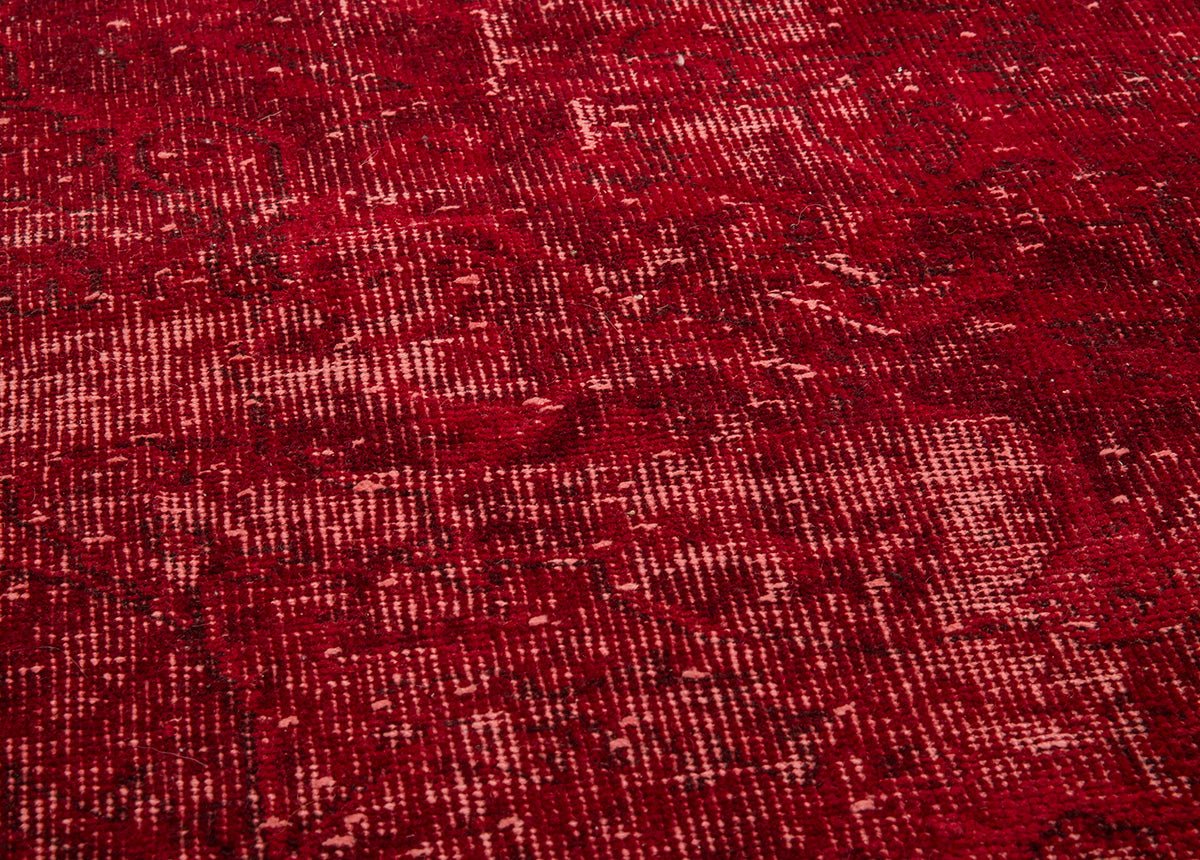 Red Overdyed Vintage Isparta Rug 312x208 cm (10'3" x 6'10") – Hand Knotted Wool & Cotton Turkish Carpet - JennyCool