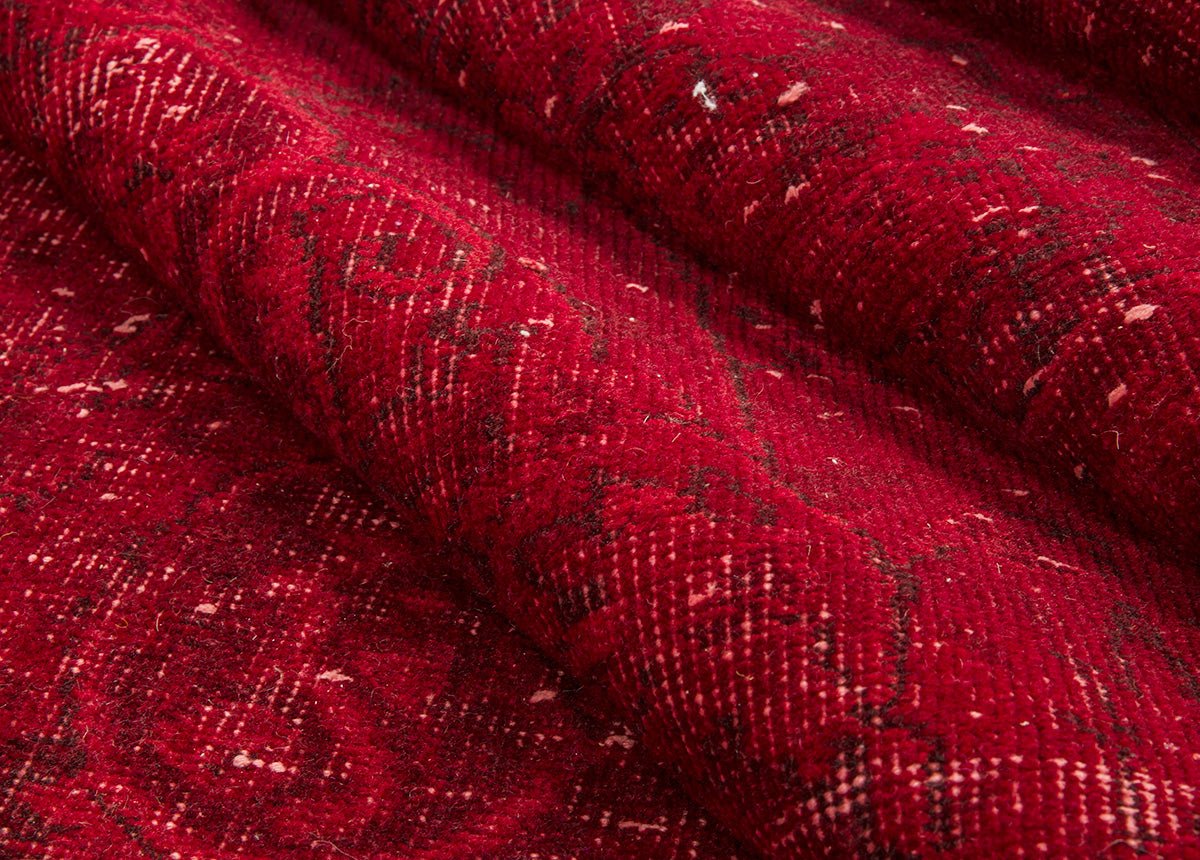 Red Overdyed Vintage Isparta Rug 312x208 cm (10'3" x 6'10") – Hand Knotted Wool & Cotton Turkish Carpet - JennyCool