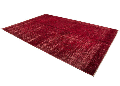 Red Overdyed Vintage Isparta Rug 312x208 cm (10'3" x 6'10") – Hand Knotted Wool & Cotton Turkish Carpet - JennyCool