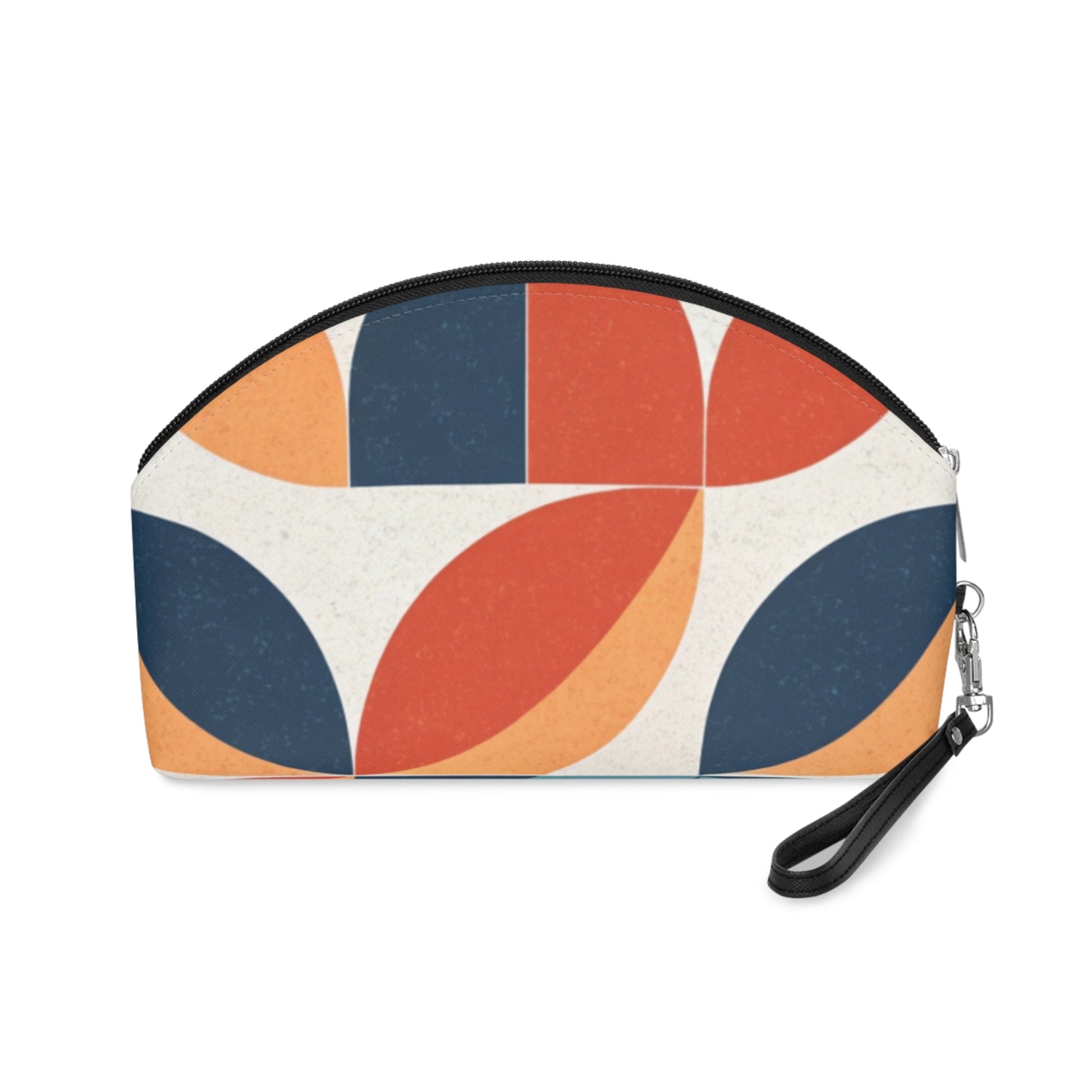 Retro Geometric Makeup Bag – Mid Century Modern Cosmetic Pouch, Faux Leather Travel Makeup Organizer - JennyCool