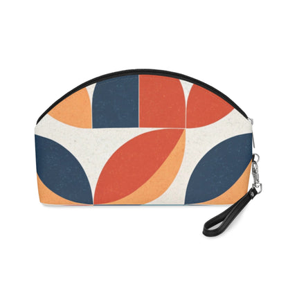 Retro Geometric Makeup Bag – Mid Century Modern Cosmetic Pouch, Faux Leather Travel Makeup Organizer - JennyCool