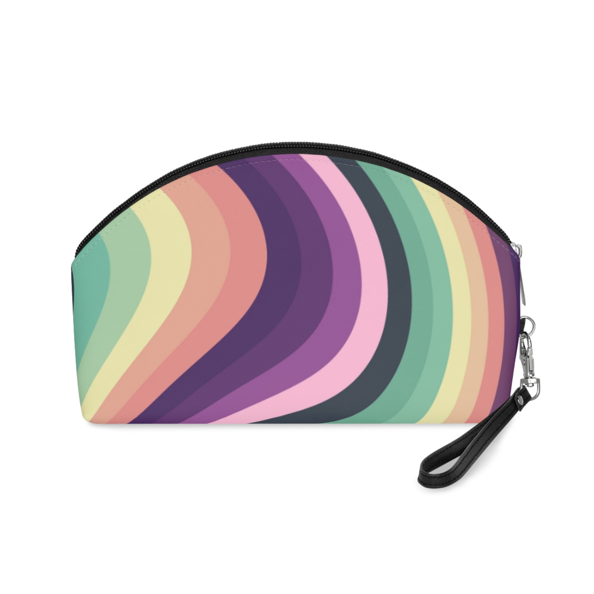 Retro Rainbow Makeup Bag – Colorful Wavy Cosmetic Pouch - JennyCool