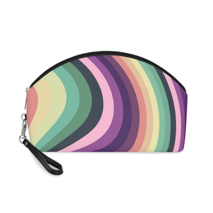 Retro Rainbow Makeup Bag – Colorful Wavy Cosmetic Pouch - JennyCool