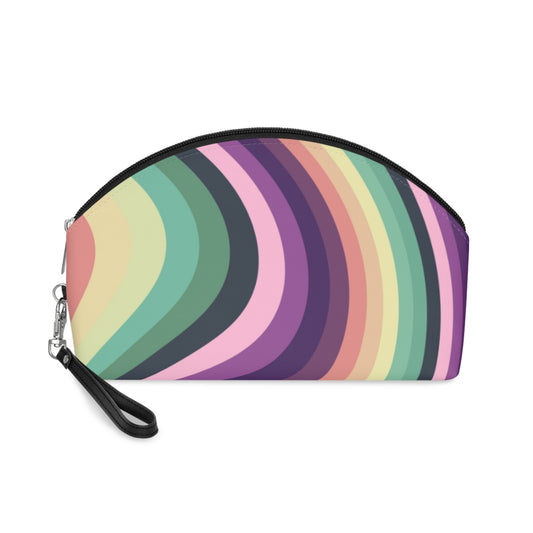 Retro Rainbow Makeup Bag – Colorful Wavy Cosmetic Pouch - JennyCool