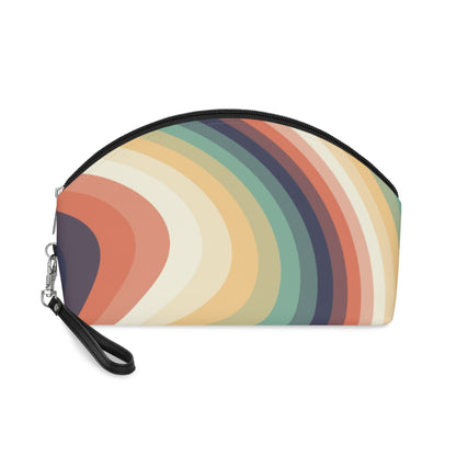 Retro Wave Makeup Bag – Vintage Rainbow Cosmetic Pouch with Wrist Strap | Groovy Travel Beauty Organizer | Mother’s Day Gift - JennyCool