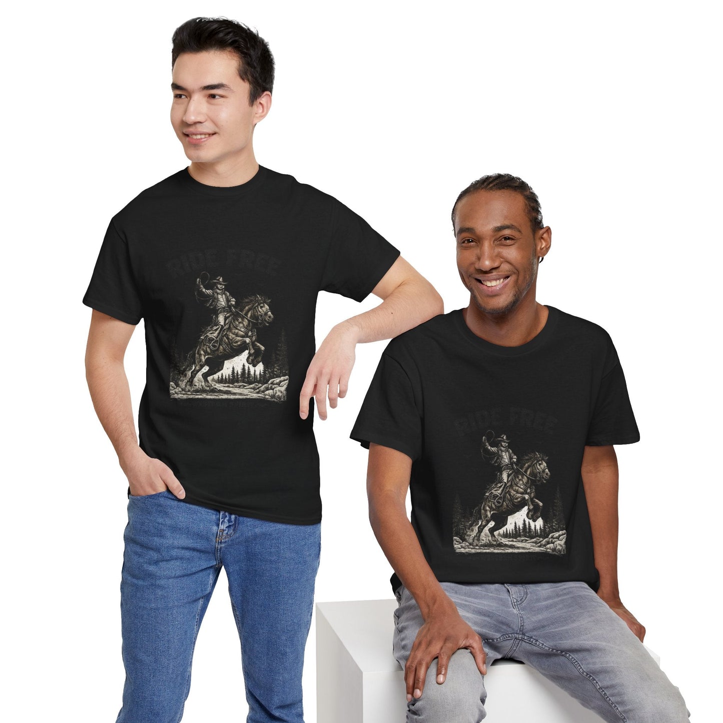 Ride Free Western Horse Graphic T-Shirt – Vintage Cowboy Spirit Tee - JennyCool