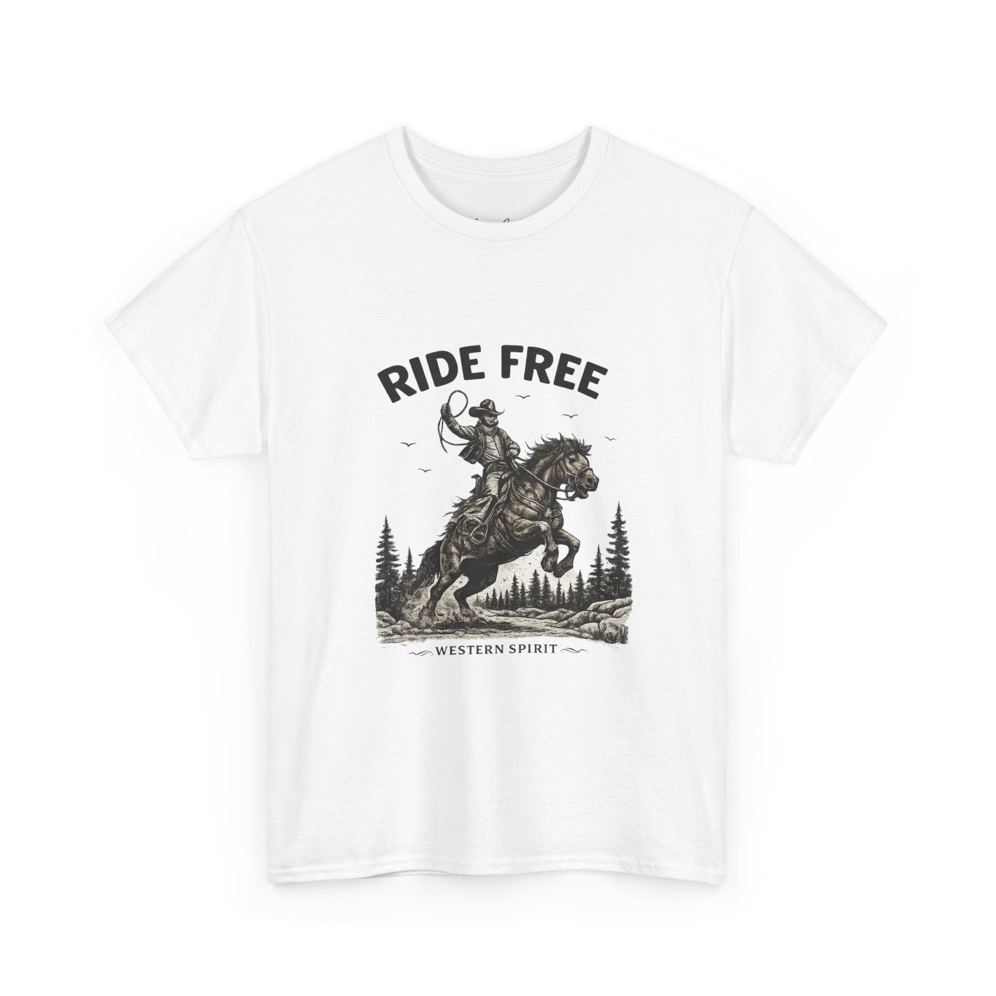 Ride Free Western Horse Graphic T-Shirt – Vintage Cowboy Spirit Tee - JennyCool